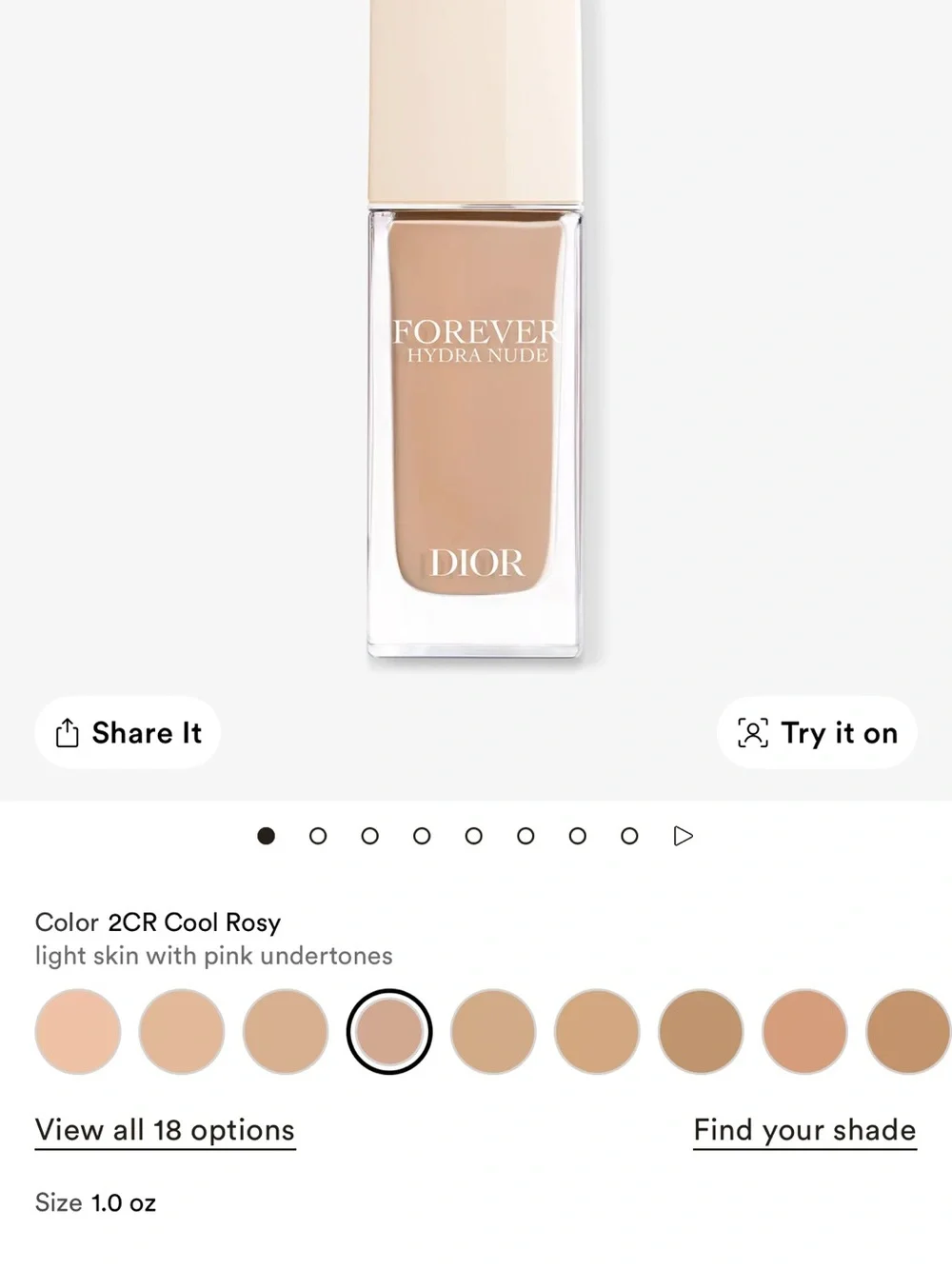 Dior Forever Hydra Nude Foundation — 2CR Cool Rosy (Light Rosy Beige)